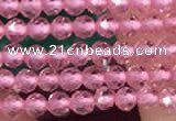 CTG2113 15 inches 2mm faceted round tiny quartz glass beads