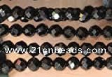 CTG2126 15 inches 2mm,3mm & 4mm faceted round black agate gemstone beads
