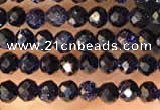 CTG2135 15 inches 2mm,3mm faceted round blue goldstone beads