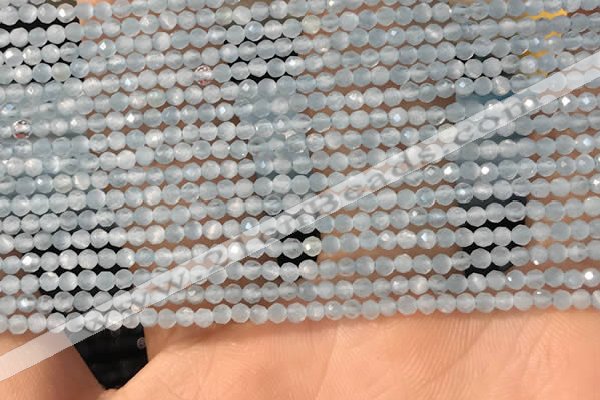 CTG2145 15 inches 2mm,3mm faceted round aquamarine gemstone beads