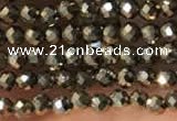 CTG2146 15 inches 2mm,3mm & 4mm faceted round pyrite gemstone beads