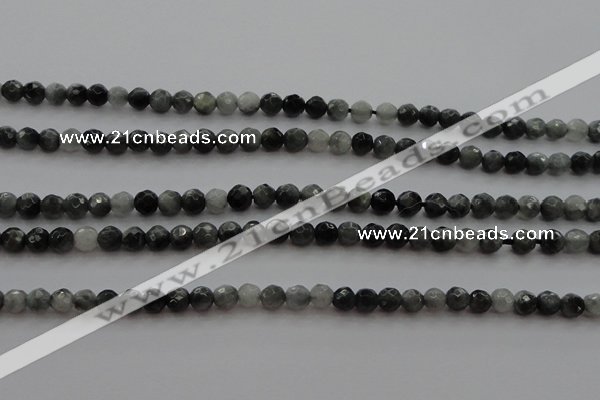 CTG216 15.5 inches 3mm faceted round tiny eagle eye jasper beads