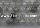 CTG220 15.5 inches 3mm faceted round tiny cloudy quartz beads