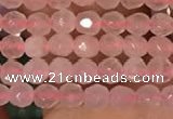 CTG2202 15 inches 2mm,3mm & 4mm faceted round rose quartz beads