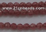 CTG223 15.5 inches 3mm faceted round tiny strawberry quartz beads