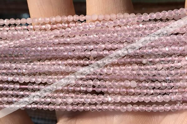 CTG2248 15 inches 2mm faceted round rose quartz beads