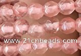 CTG2501 15.5 inches 4mm faceted round cherry quartz beads