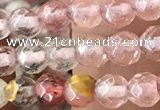 CTG2502 15.5 inches 4mm faceted round volcano cherry quartz beads