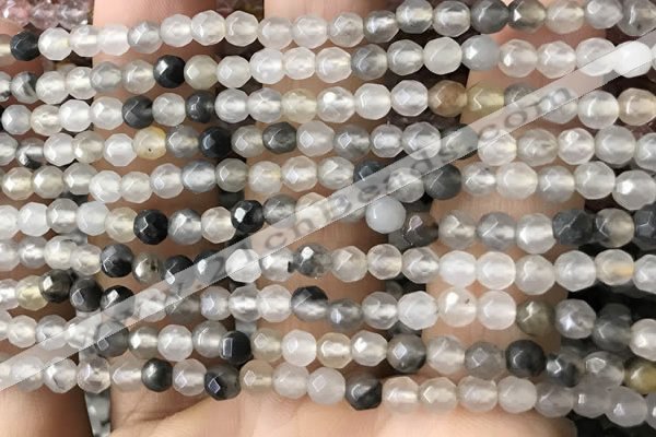 CTG2507 15.5 inches 4mm faceted round quartz beads wholesale