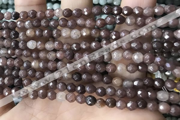 CTG2523 15.5 inches 4mm faceted round purple aventurine beads