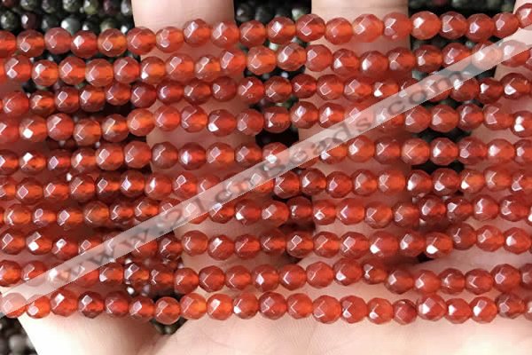 CTG2531 15.5 inches 4mm faceted round red agate beads wholesale