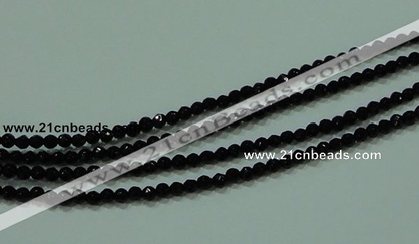 CTG29 15.5 inches 2mm faceted round black agate beads wholesale