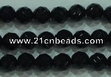 CTG32 15.5 inches 6mm faceted round black agate beads wholesale