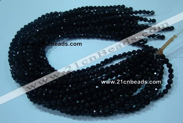 CTG32 15.5 inches 6mm faceted round black agate beads wholesale