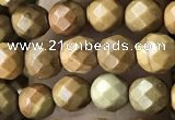 CTG3548 15.5 inches 4mm faceted round wooden jasper beads