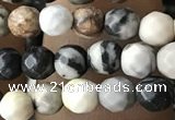 CTG3563 15.5 inches 4mm faceted round black picasso jasper beads