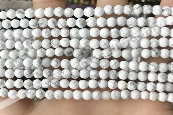 CTG3570 15.5 inches 4mm faceted round white howlite beads