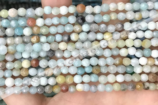 CTG3571 15.5 inches 4mm faceted round amazonite beads wholesale