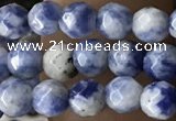 CTG3572 15.5 inches 4mm faceted round blue spot stone beads