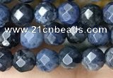 CTG3574 15.5 inches 4mm faceted round dumortierite beads