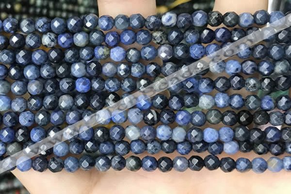 CTG3574 15.5 inches 4mm faceted round dumortierite beads