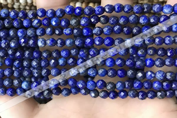 CTG3575 15.5 inches 4mm faceted round lapis lazuli beads