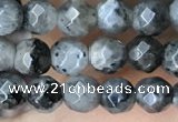 CTG3586 15.5 inches 4mm faceted round black labradorite beads