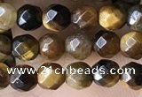 CTG3588 15.5 inches 4mm faceted round yellow tiger eye beads