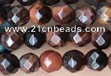 CTG3589 15.5 inches 4mm faceted round red tiger eye beads