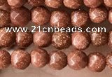 CTG3590 15.5 inches 4mm faceted round goldstone beads wholesale