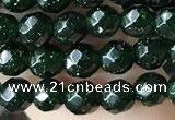 CTG3591 15.5 inches 4mm faceted round green goldstone beads