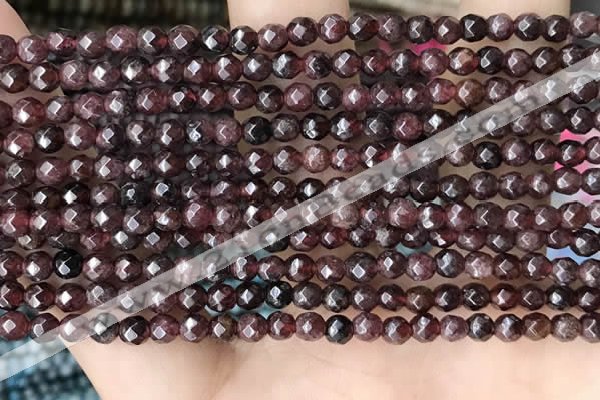 CTG3593 15.5 inches 4mm faceted round garnet beads wholesale