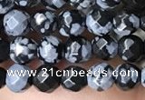 CTG3595 15.5 inches 4mm faceted round snowflake obsidian beads