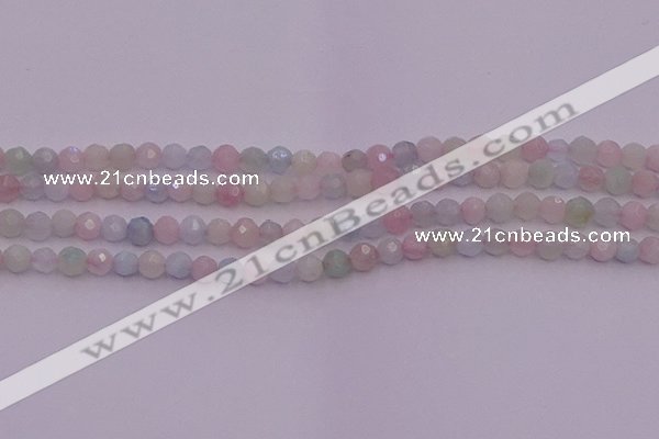 CTG505 15.5 inches 4mm faceted round tiny morganite beads