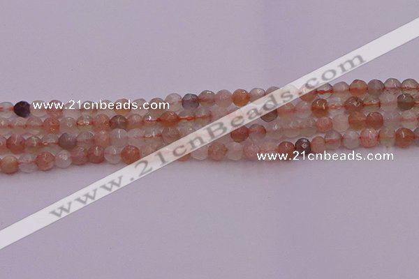 CTG508 15.5 inches 4mm faceted round tiny rainbow moonstone beads