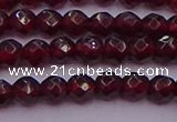 CTG510 15.5 inches 4mm faceted round tiny red garnet beads