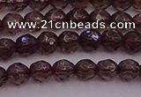 CTG511 15.5 inches 4mm faceted round tiny smoky quartz beads