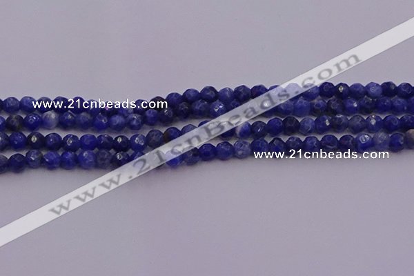 CTG513 15.5 inches 4mm faceted round tiny sodalite beads