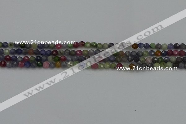 CTG552 15.5 inches 4mm faceted round tiny mixed gemstone beads