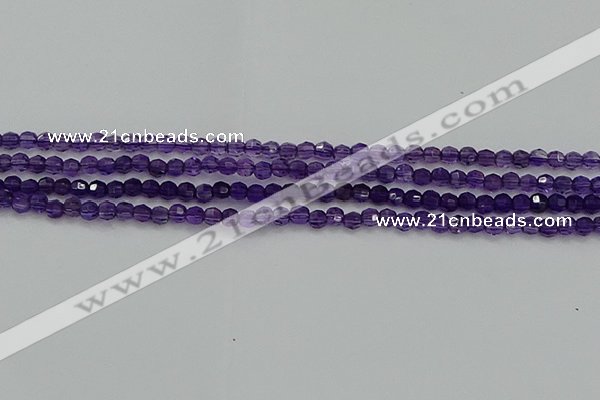 CTG553 15.5 inches 4mm faceted round tiny amethyst beads