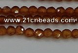 CTG554 15.5 inches 4mm faceted round tiny orange garnet beads