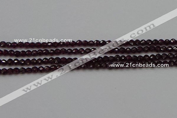 CTG555 15.5 inches 4mm faceted round tiny purple garnet beads