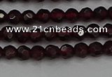 CTG556 15.5 inches 4mm faceted round tiny red garnet beads