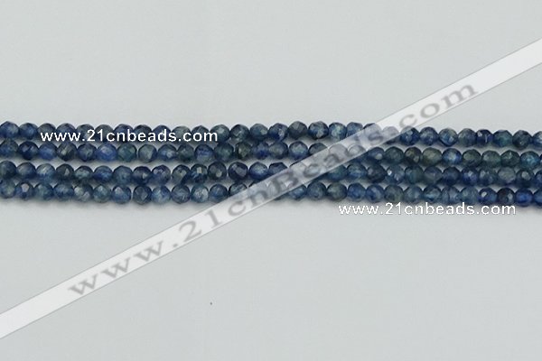 CTG557 15.5 inches 4mm faceted round tiny blue kyanite beads