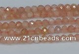 CTG607 15.5 inches 3mm faceted round peach moonstone beads