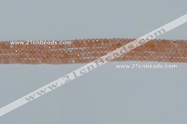 CTG607 15.5 inches 3mm faceted round peach moonstone beads