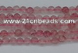 CTG625 15.5 inches 2mm faceted round strawberry quartz beads