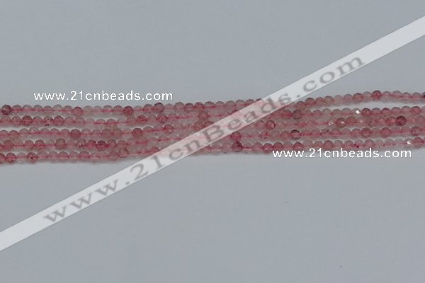 CTG625 15.5 inches 2mm faceted round strawberry quartz beads