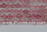 CTG626 15.5 inches 3mm faceted round strawberry quartz beads