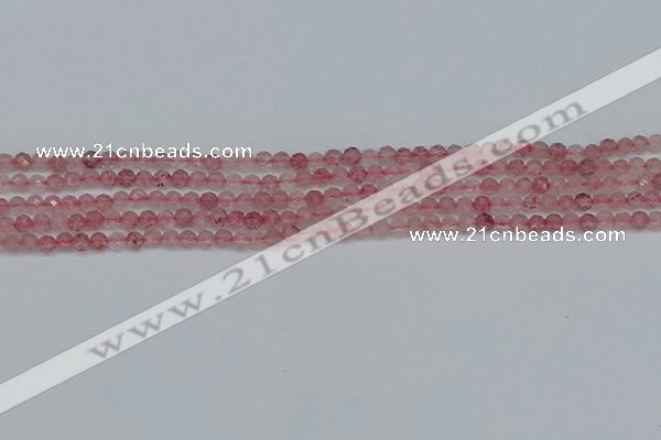 CTG626 15.5 inches 3mm faceted round strawberry quartz beads